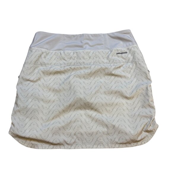 Patagonia Lined Skort With Dotted Wave Pattern In Cream & White M - Picture 1 of 8